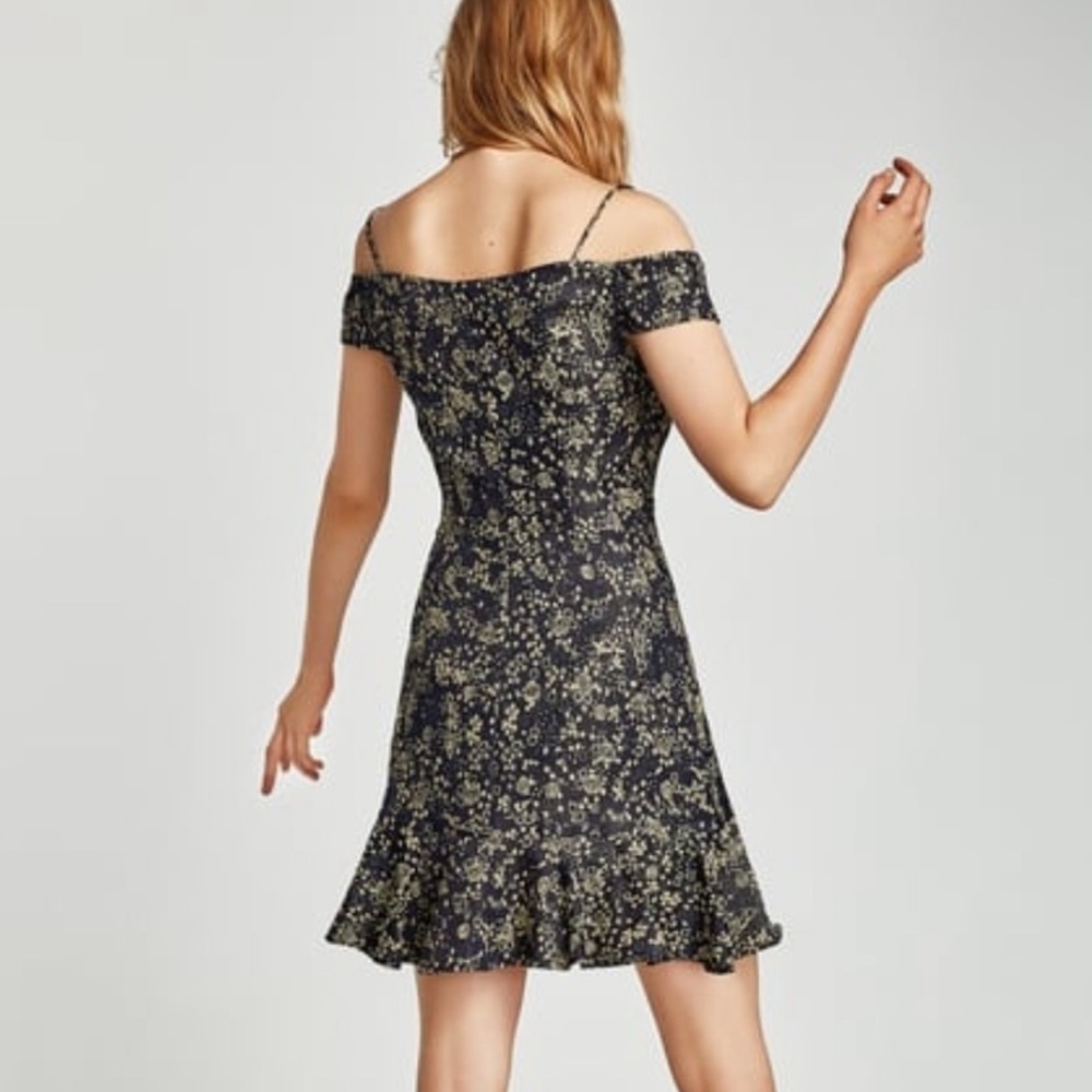 Zara Ruffled Textured Mini Dress - Picture 2 of 9